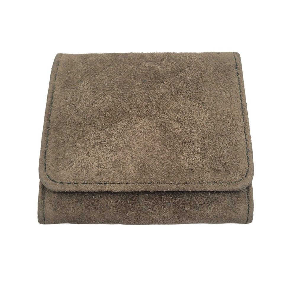 Celine Vintage Brown Suede C Logo Coin Purse Wallet Italy Mini Pouch Small